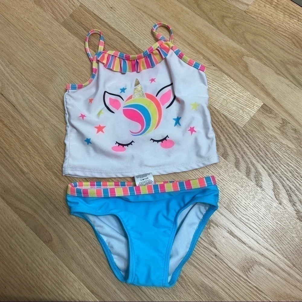 Wonder Nation Unicorn Bikini Two Piece Swim Suit 3T Girls Toddler